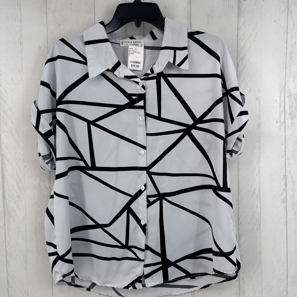 XL printed button down s/s top