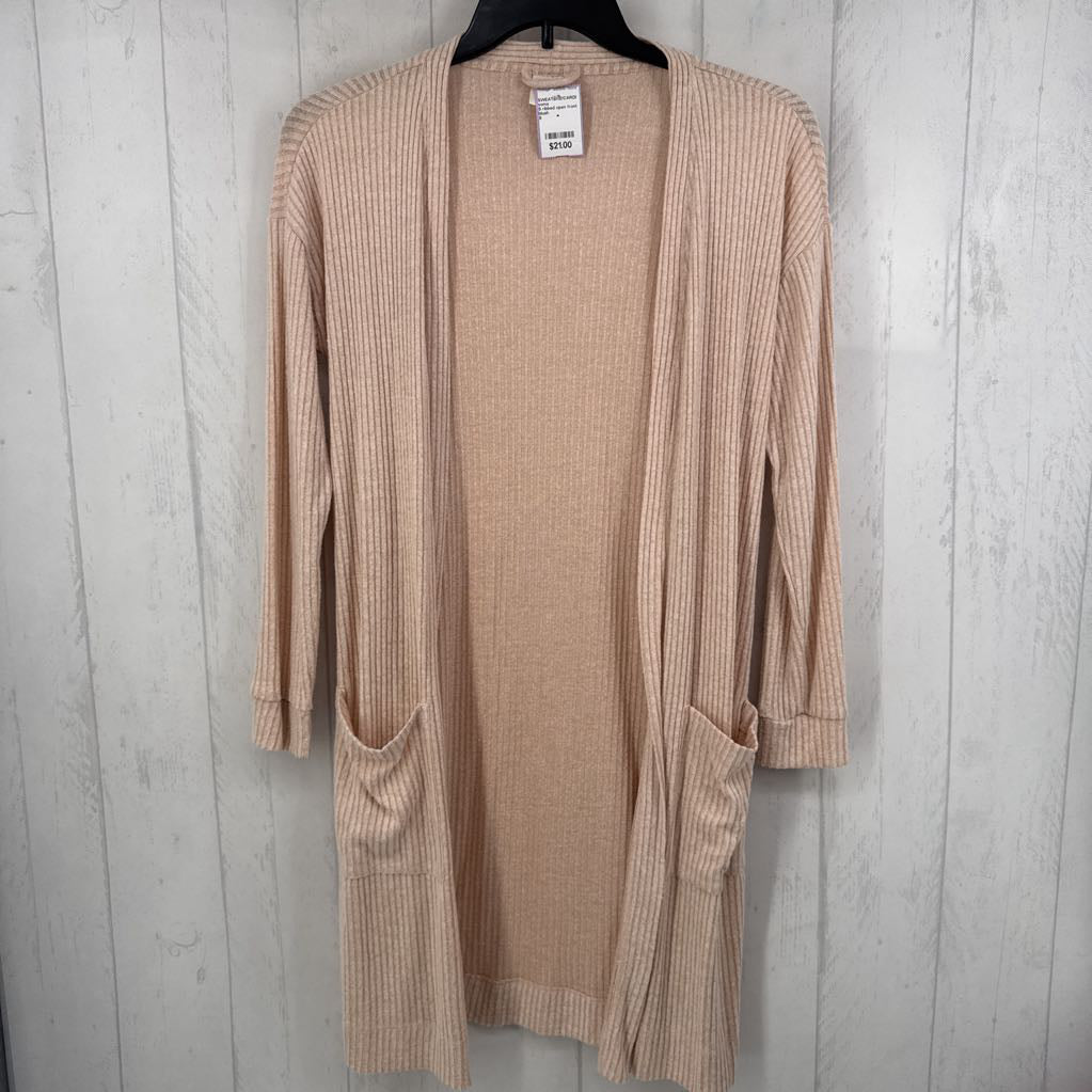 S ribbed open front cardi