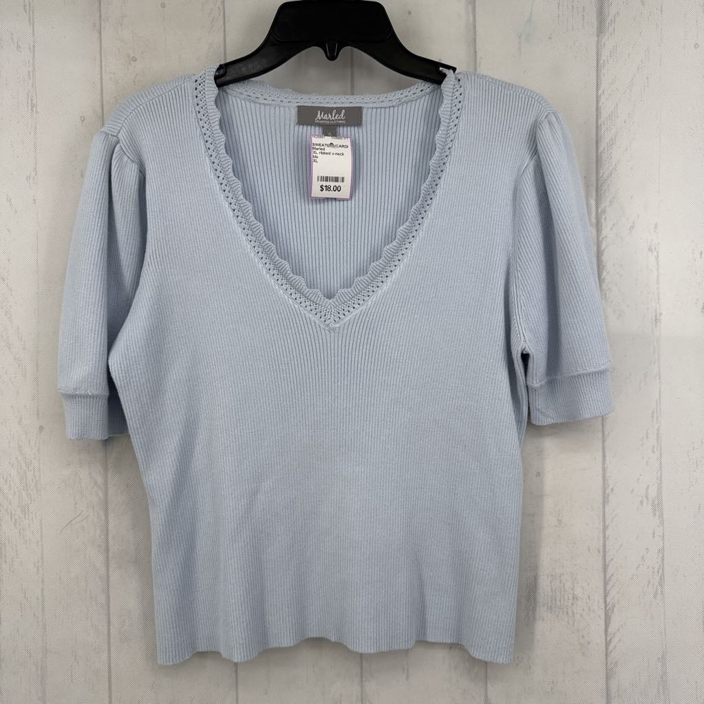 XL ribbed v-neck s/s sweater
