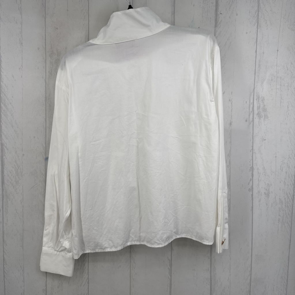 Mp mock neck gold button detail l/s top