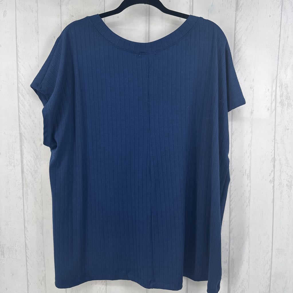 1X ribbed v-neck s/s tee