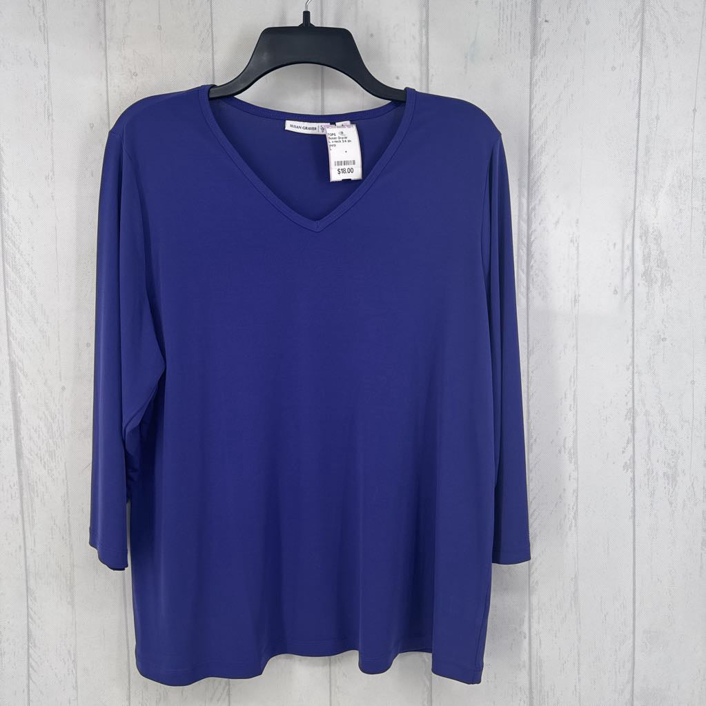L v-neck 3/4 slv tunic