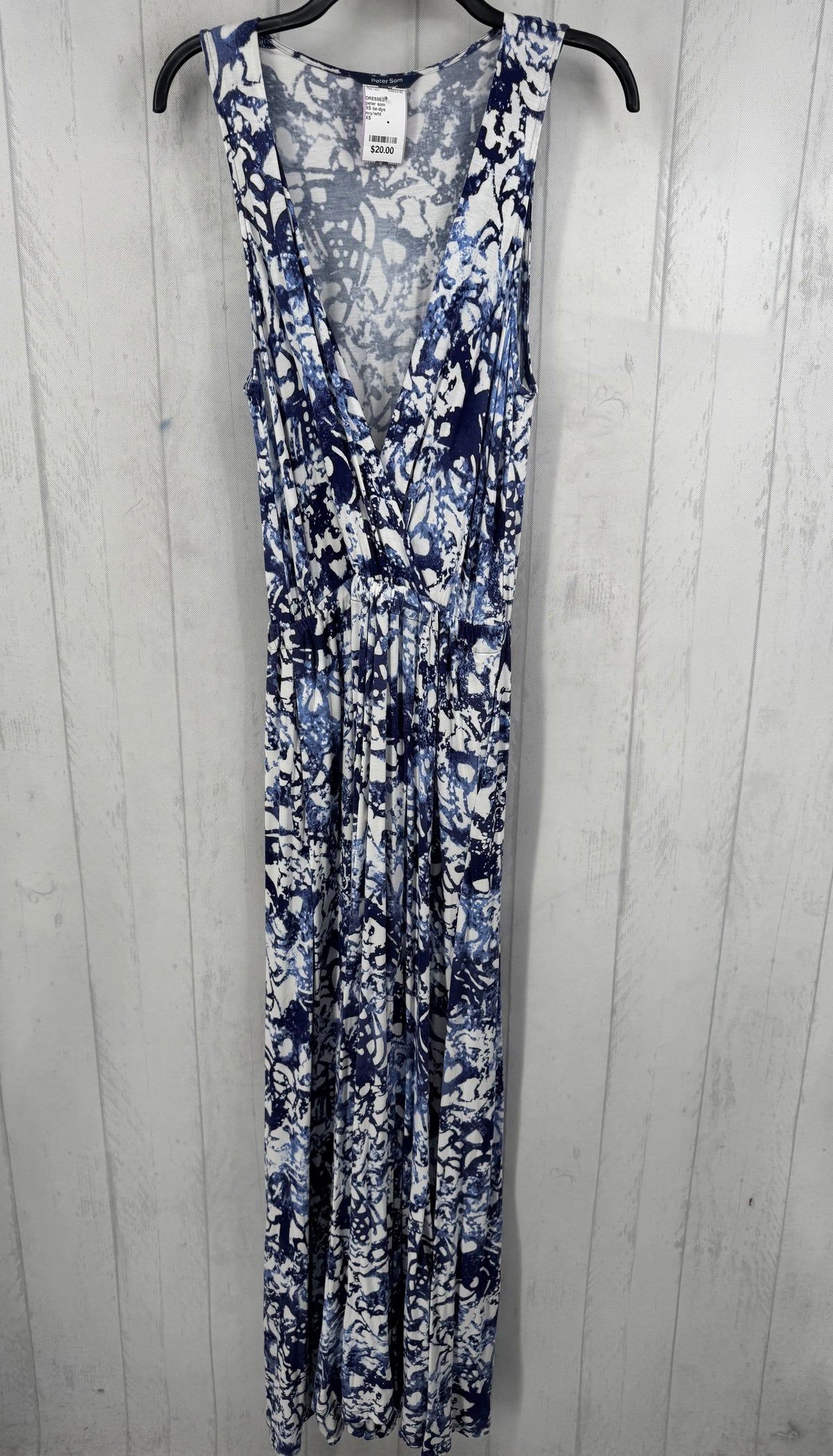 XS tie-dye crossover slvls maxi dress