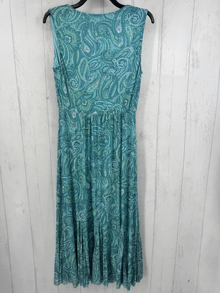 S paisley print v-neck ruched slvls dress