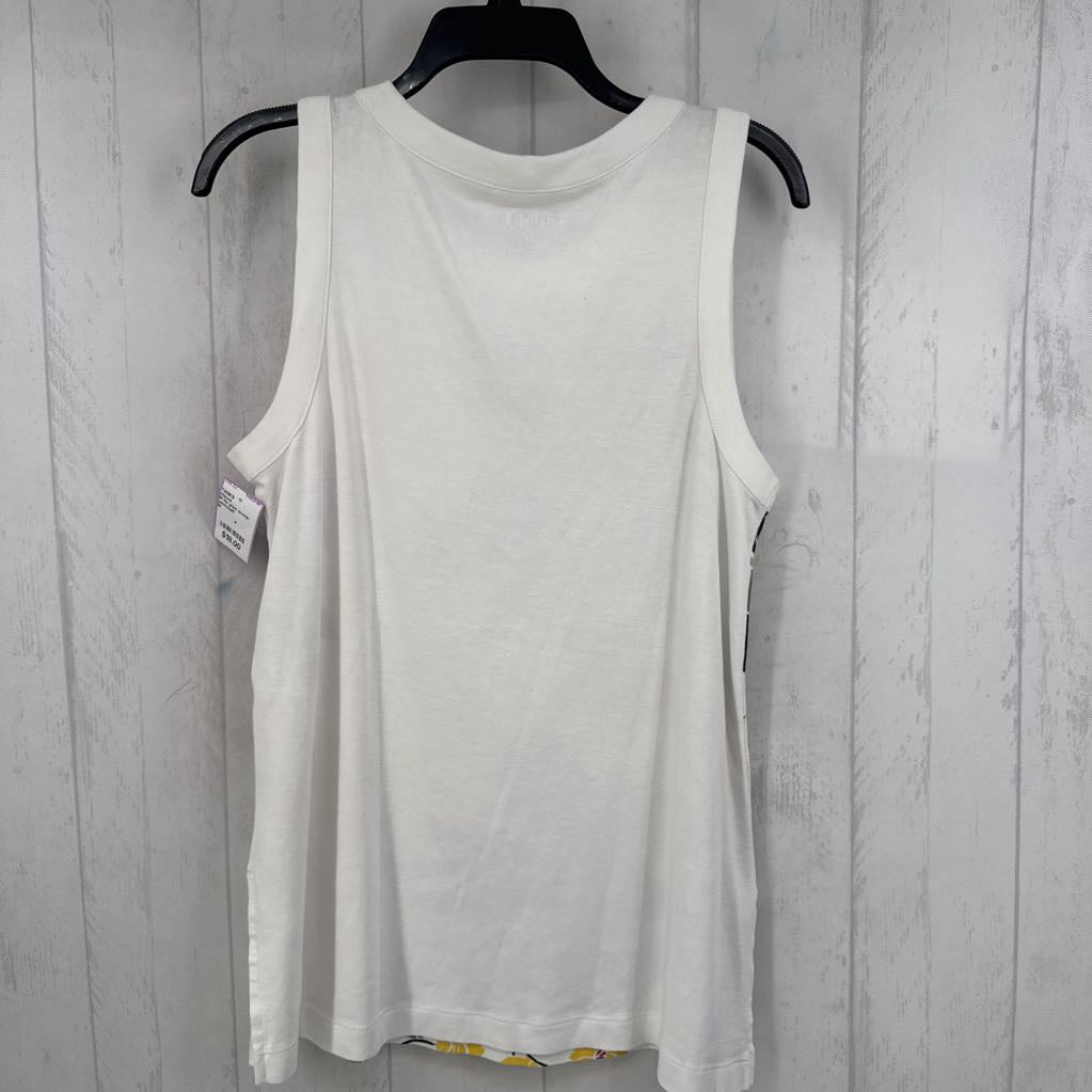M flo print scoop neck tank