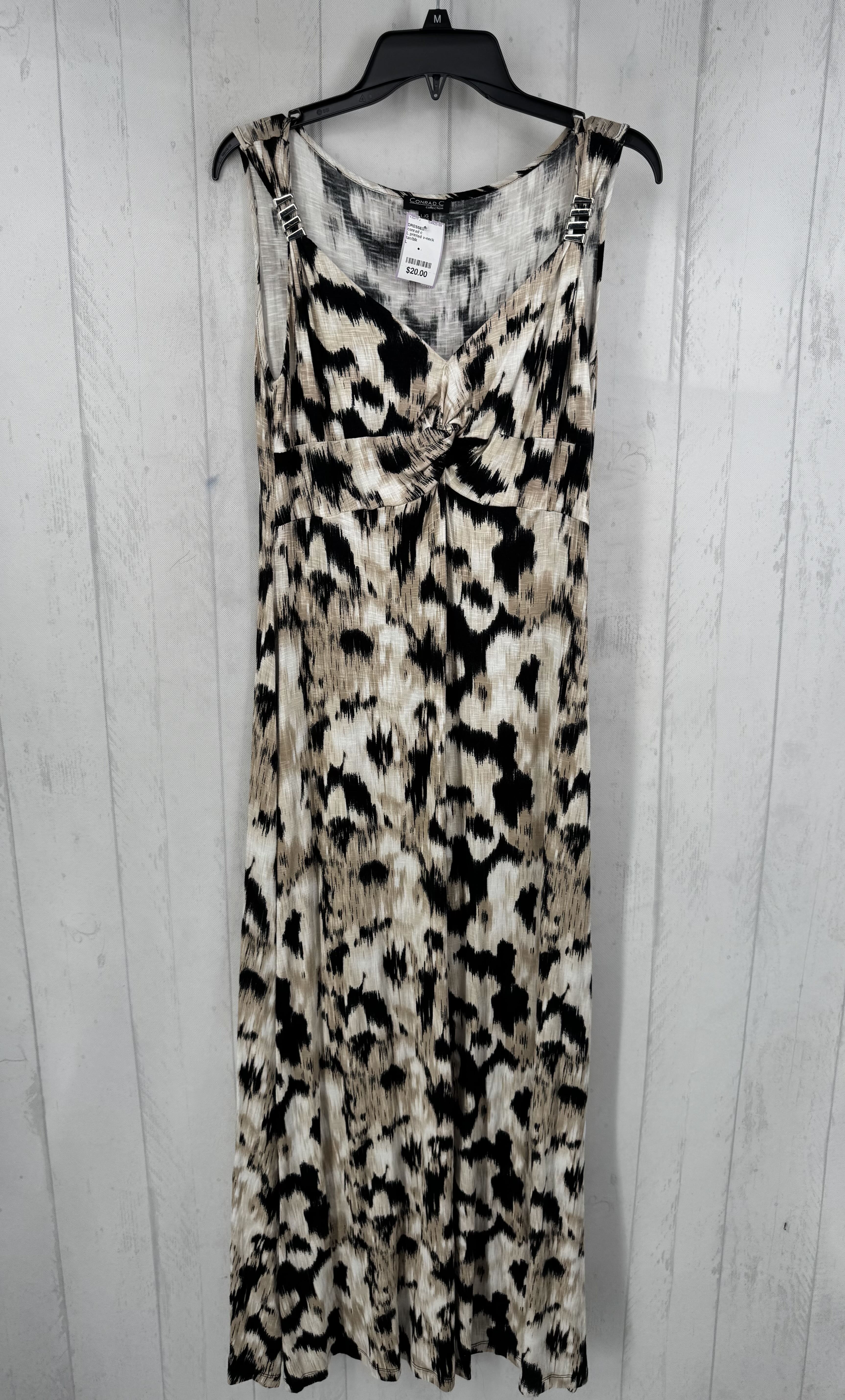 L printed v-neck slvls maxi dress