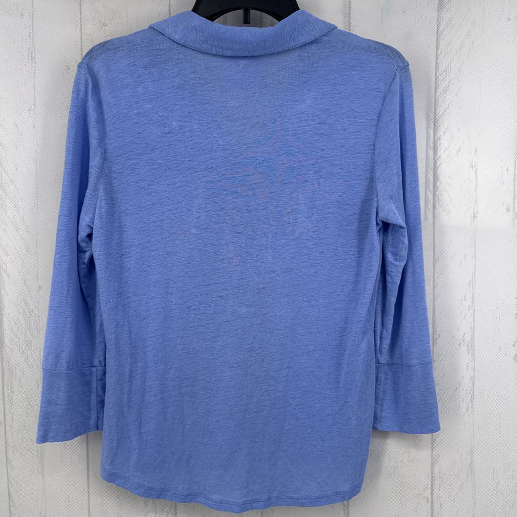 S slub knit button down l/s top