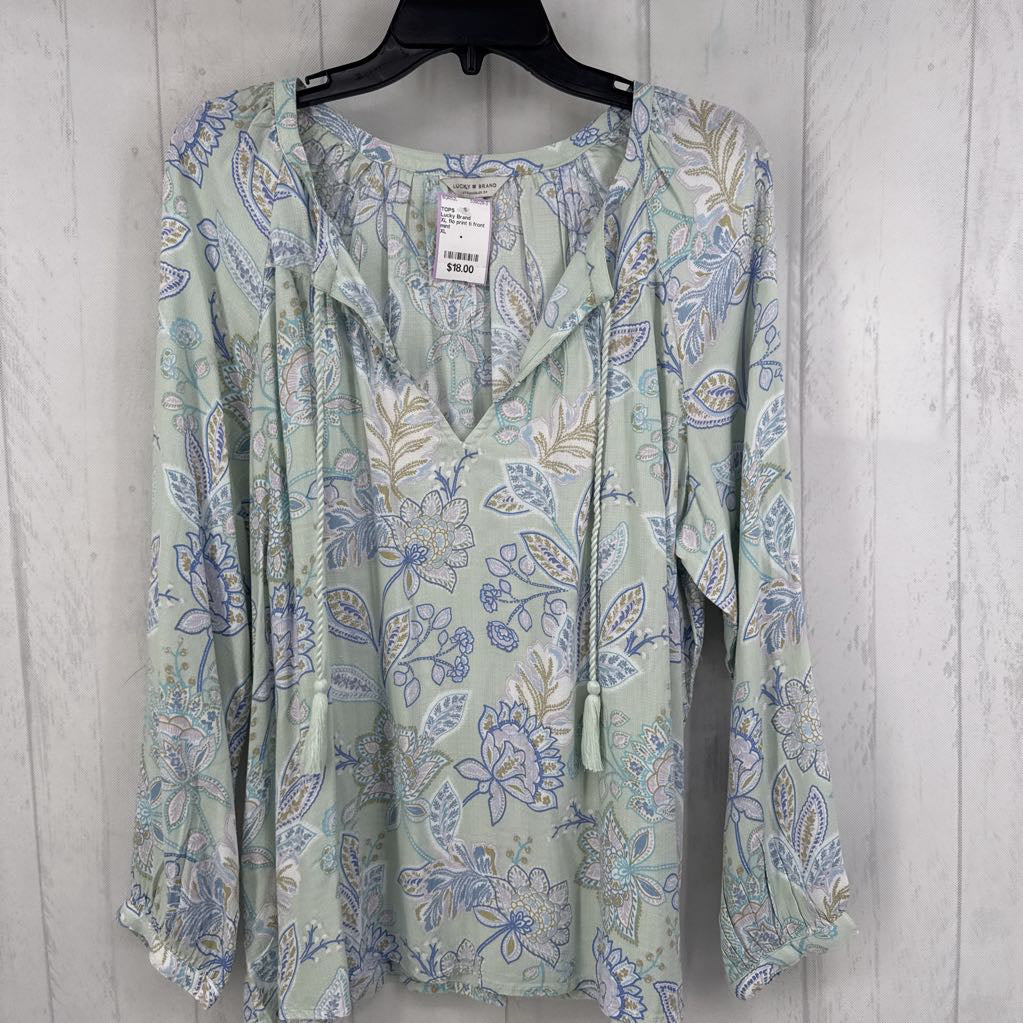 XL flo print ti front l/s top