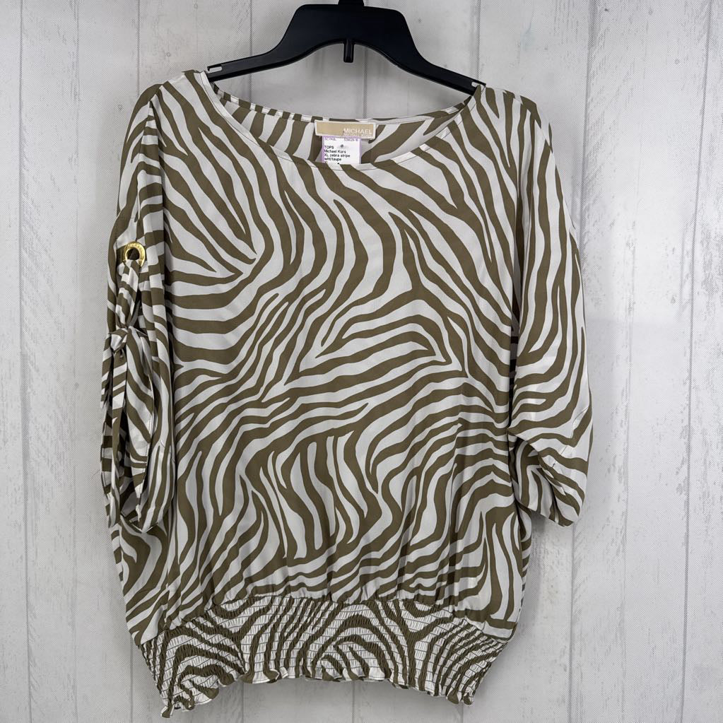 XL zebra stripe grommet slv top