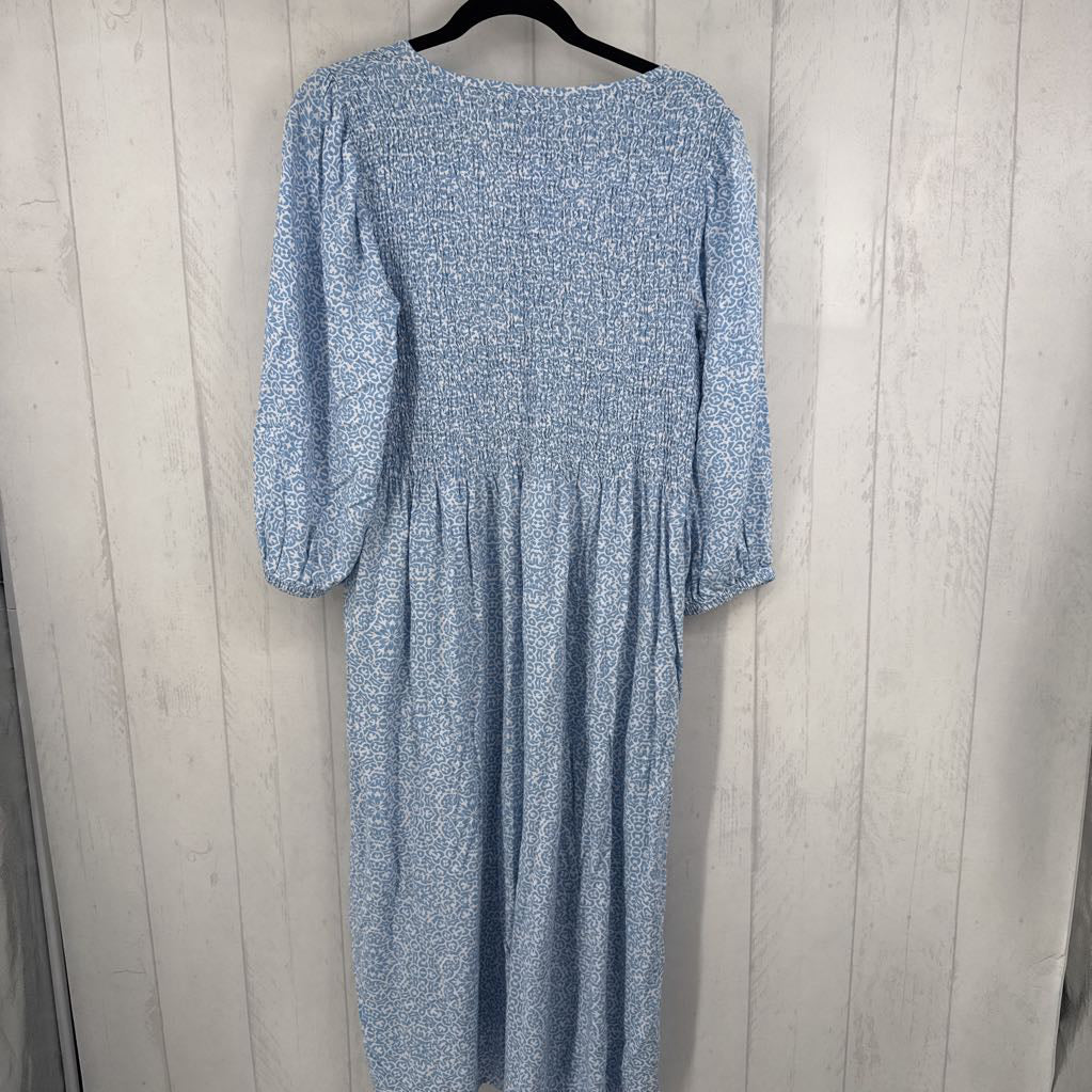 XXL smocked printed 3/4 slv dress