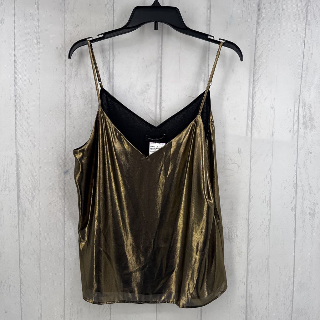 L metallic v-neck tank