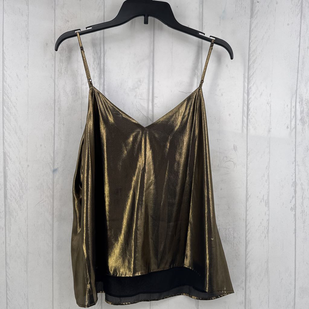 L metallic v-neck tank