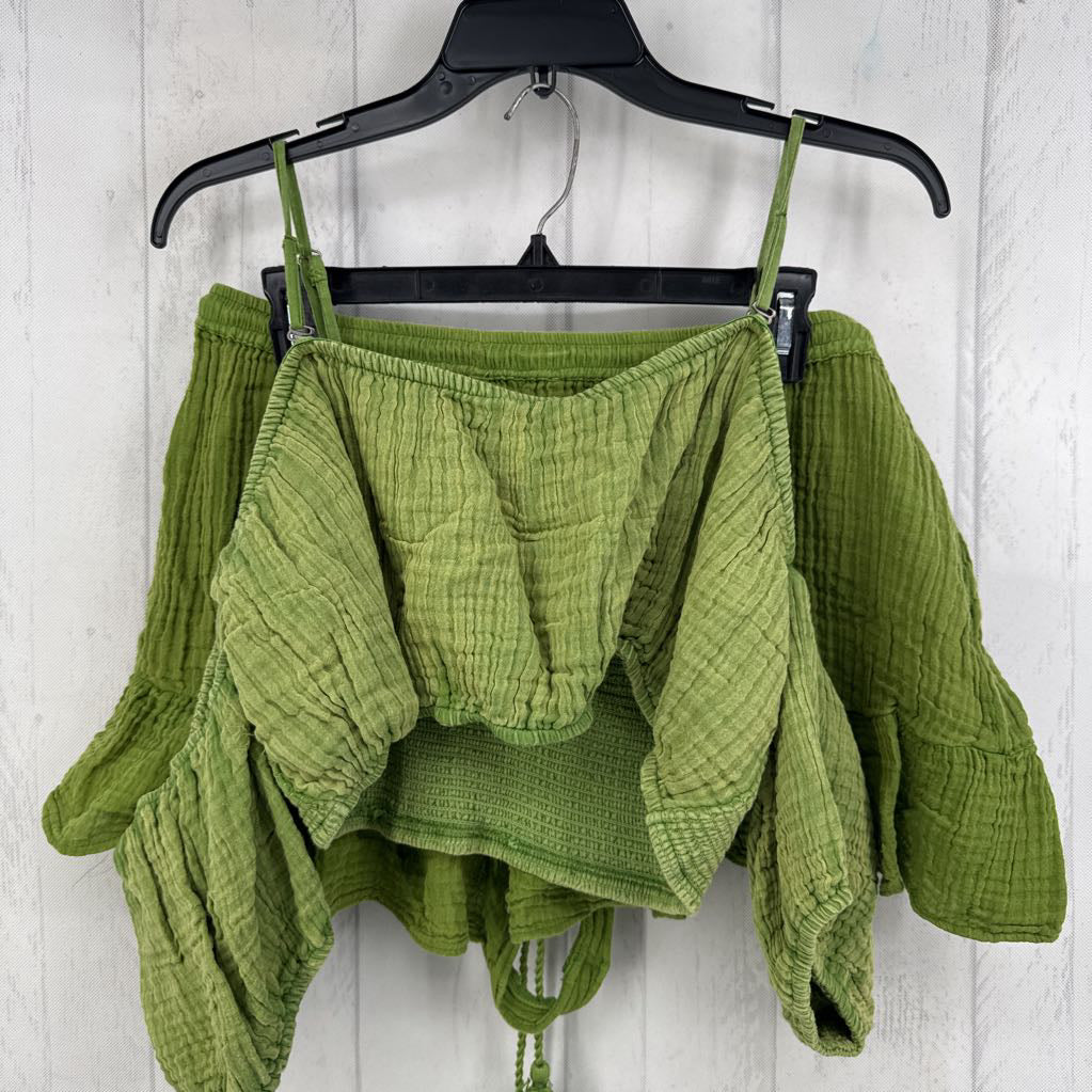 L 2pc gauze shorts set