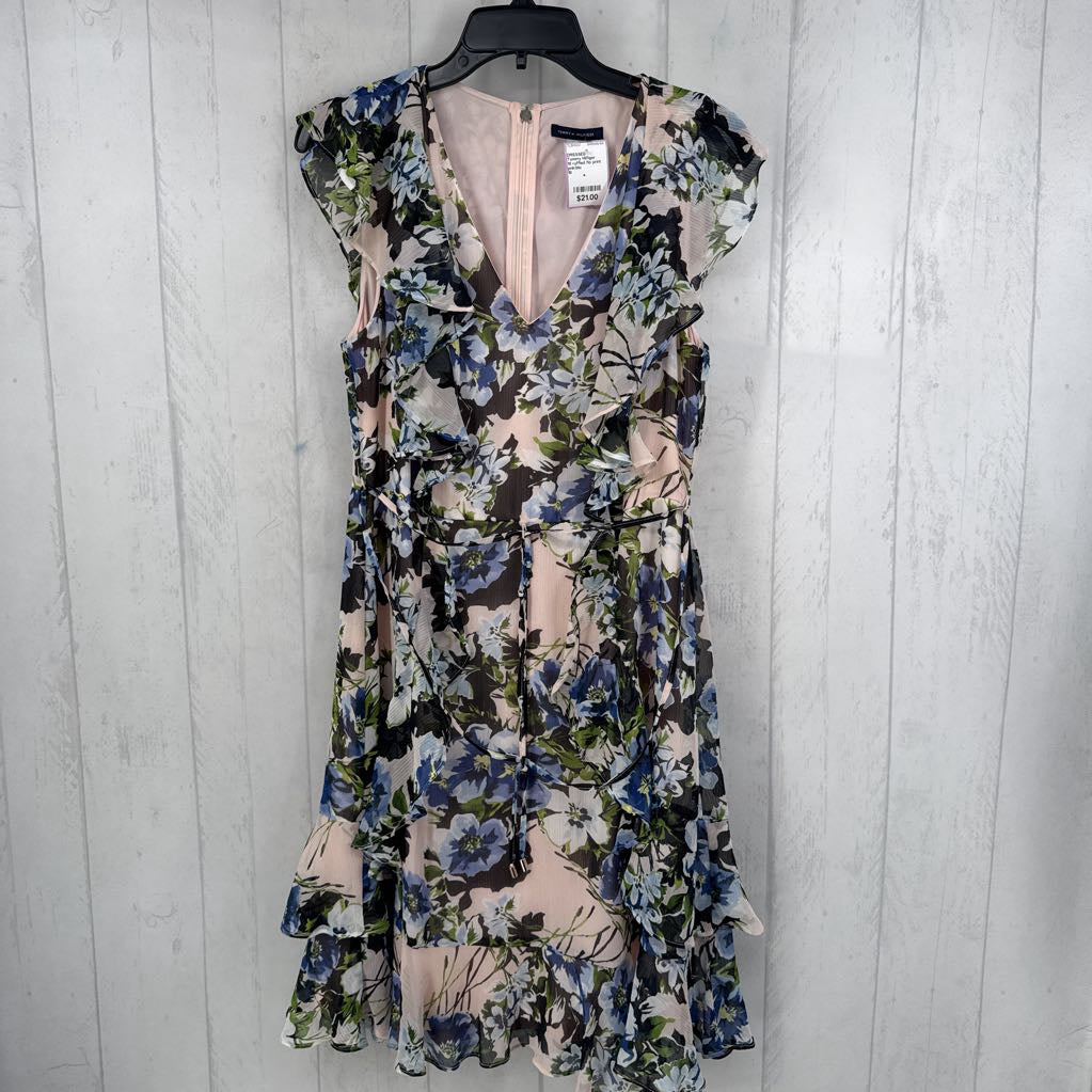 10 ruffled flo print v-neck slvls dress
