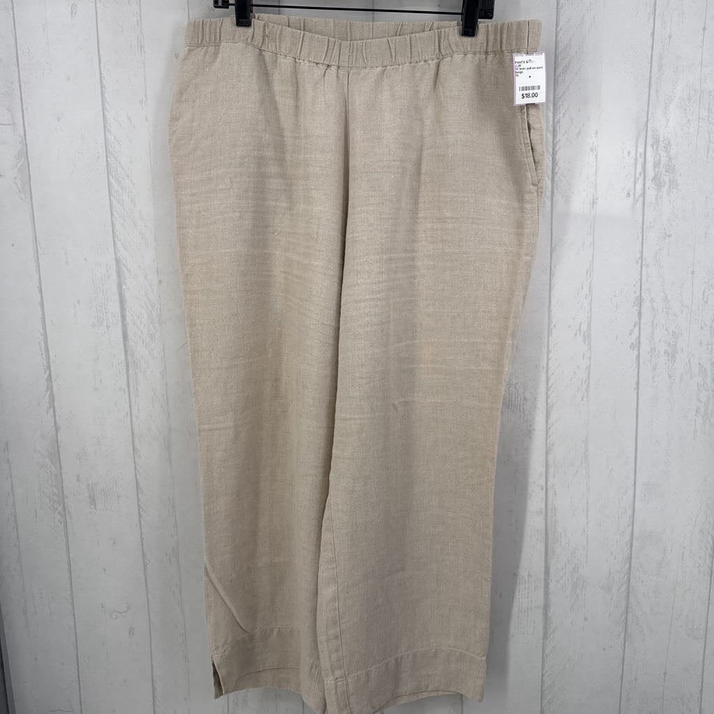 1X linen pull-on pant