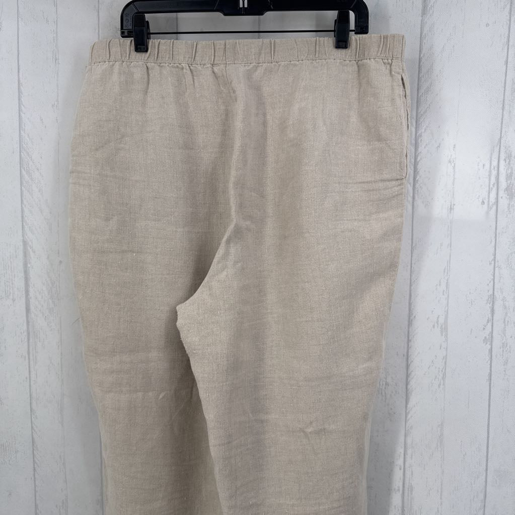 1X linen pull-on pant