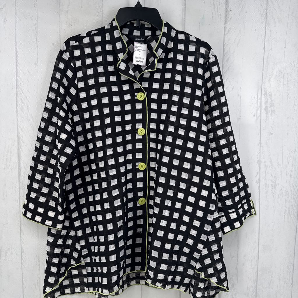 L checkered button down jacket
