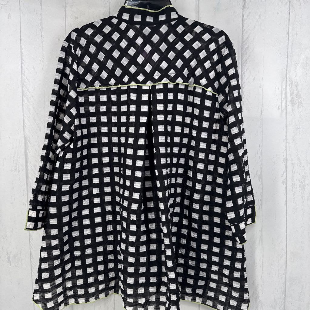 L checkered button down jacket