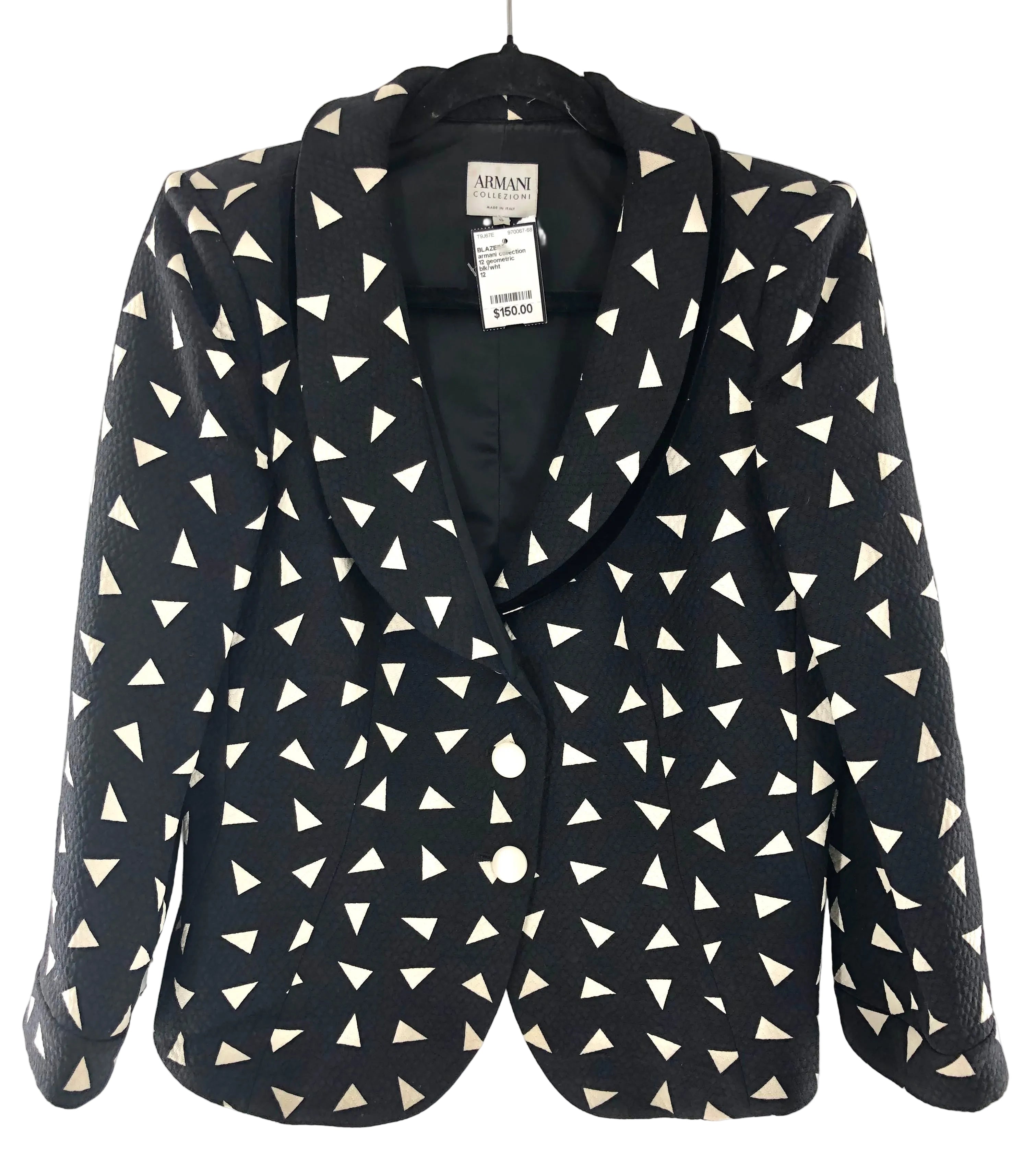 Vintage size 12 Wool & Silk Geometric 3 Button Blazer