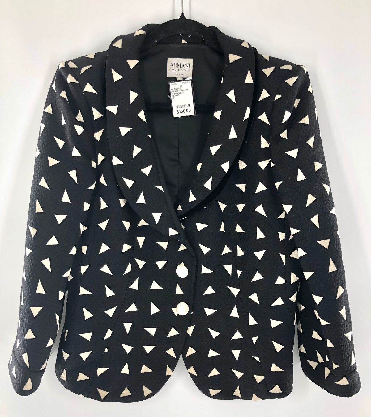 Vintage size 12 Wool & Silk Geometric 3 Button Blazer