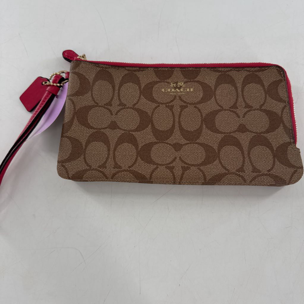 double zip signature wristlet
