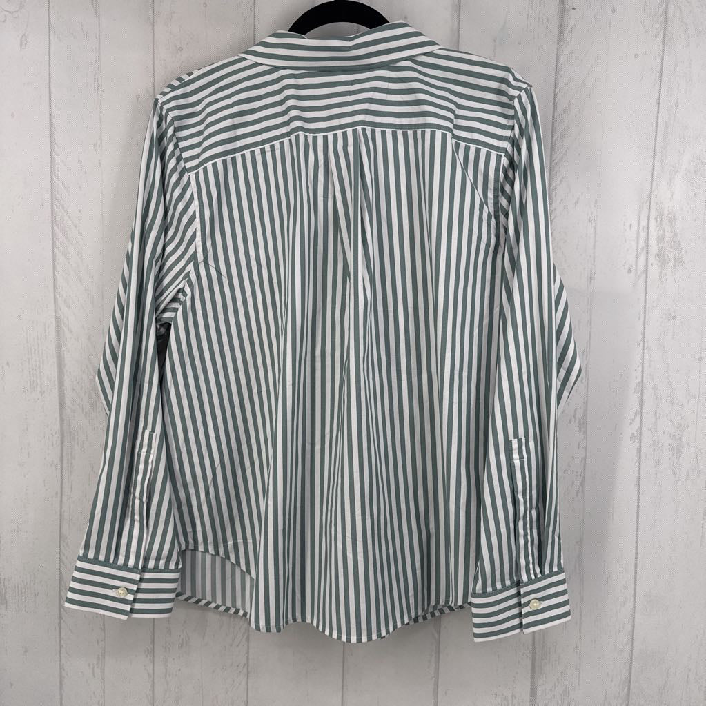 1X striped button down l/s top