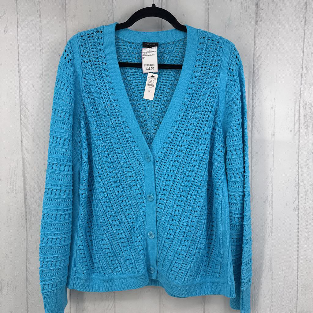 1X crochet button front cardi