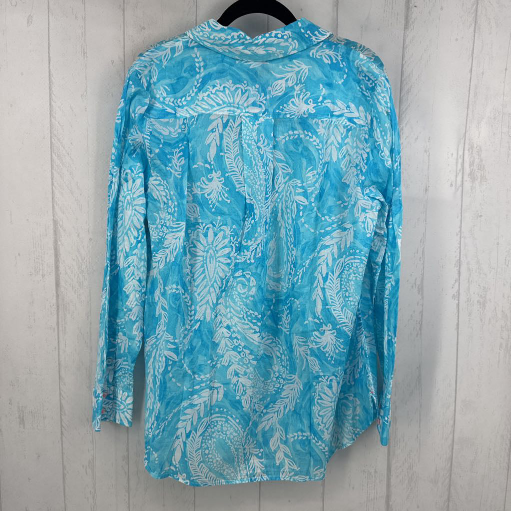 1X paisley print button down l/s top
