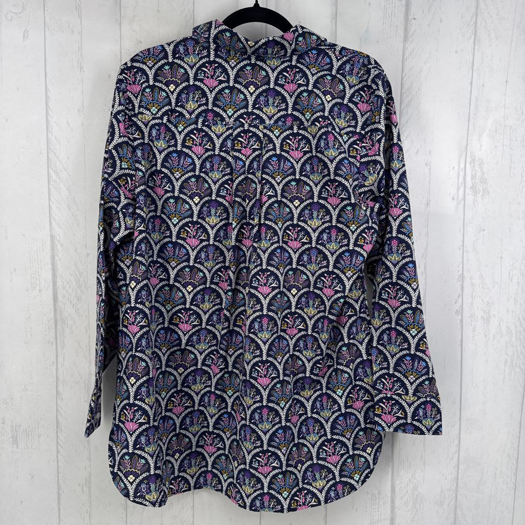 R70 1X flo print button down l/s top