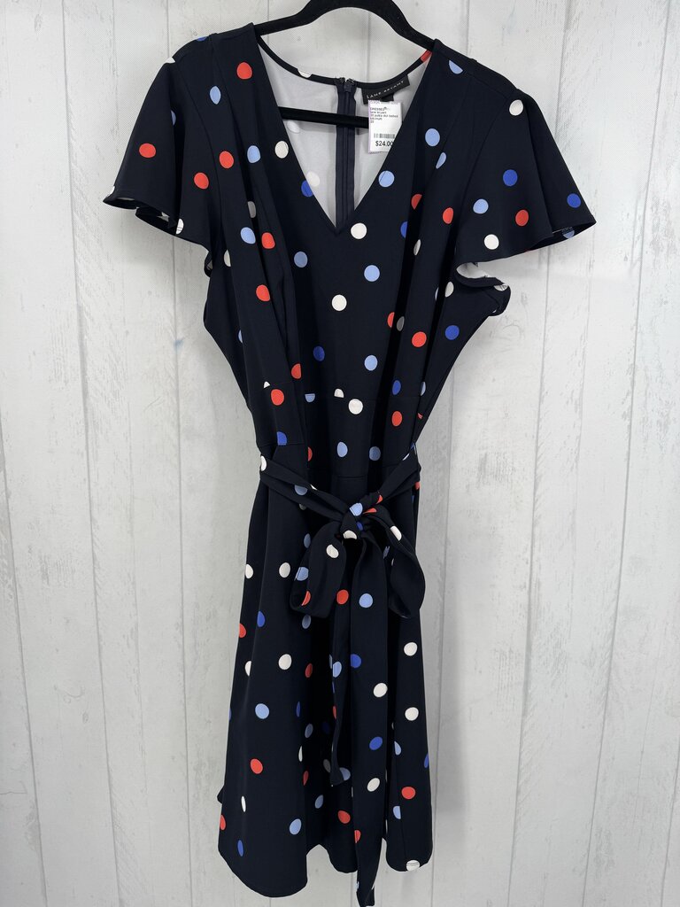 20 polka dot belted flutter slv dress