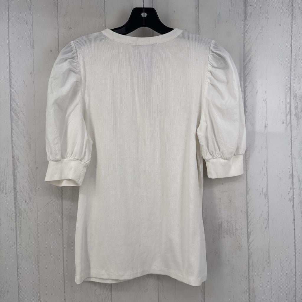 M flo embroidered ribbed s/s top
