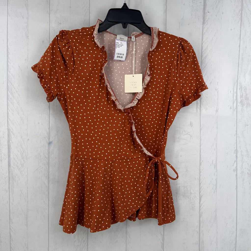 M polka dot crossover s/s top