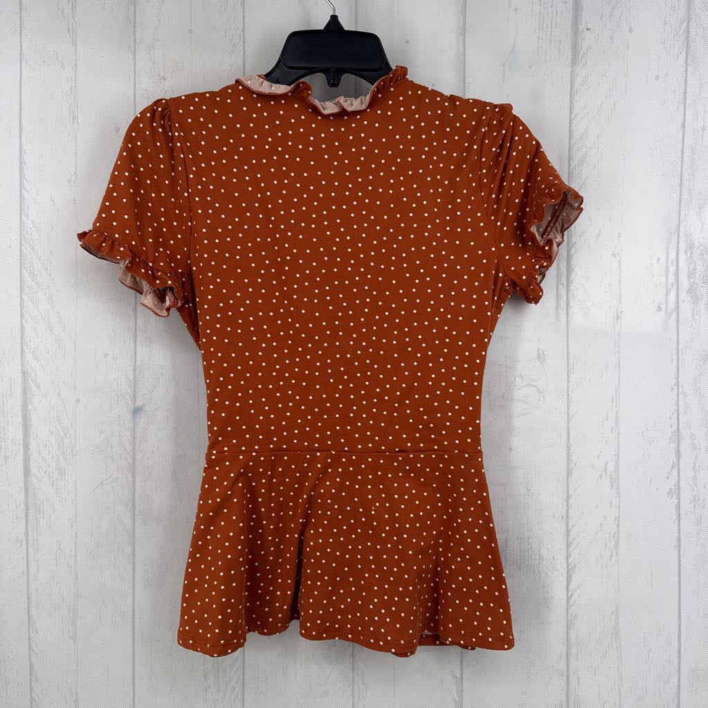 M polka dot crossover s/s top