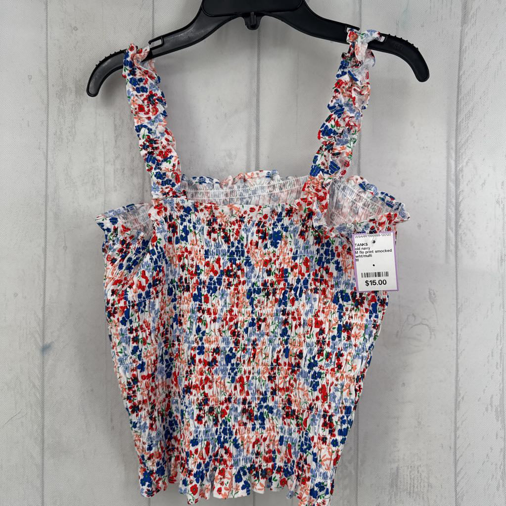 M flo print smocked tank
