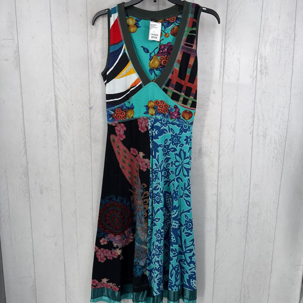 M mixed print v-neck slvls dress