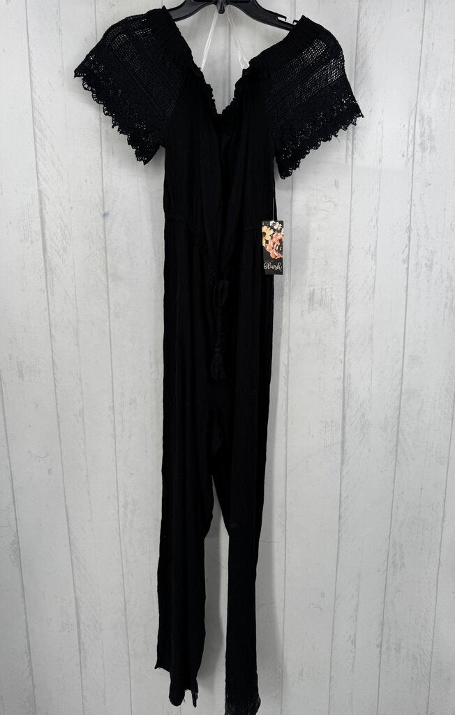 L smocked elastic waist s/s jumpsuit