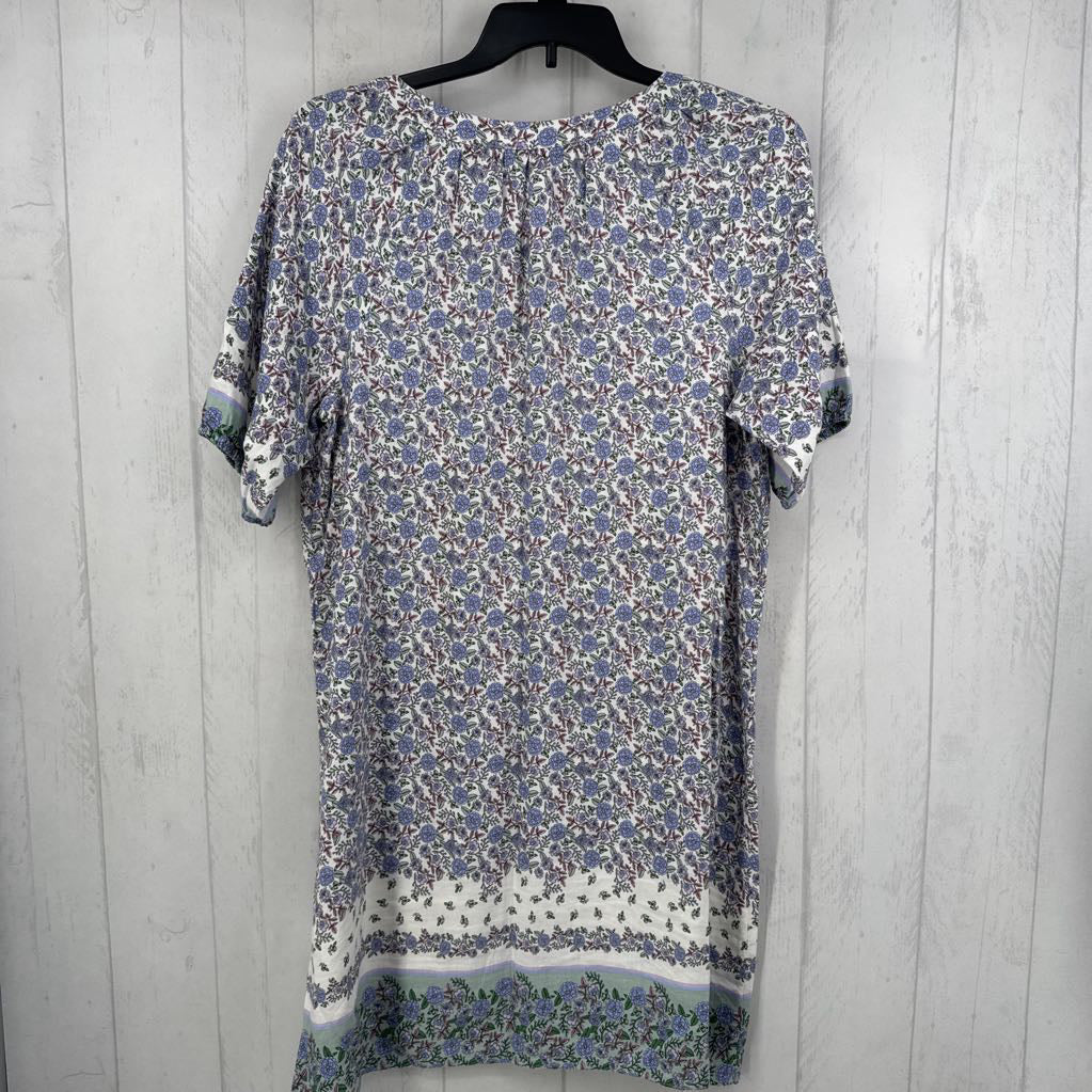 L flo print split neck s/s dress