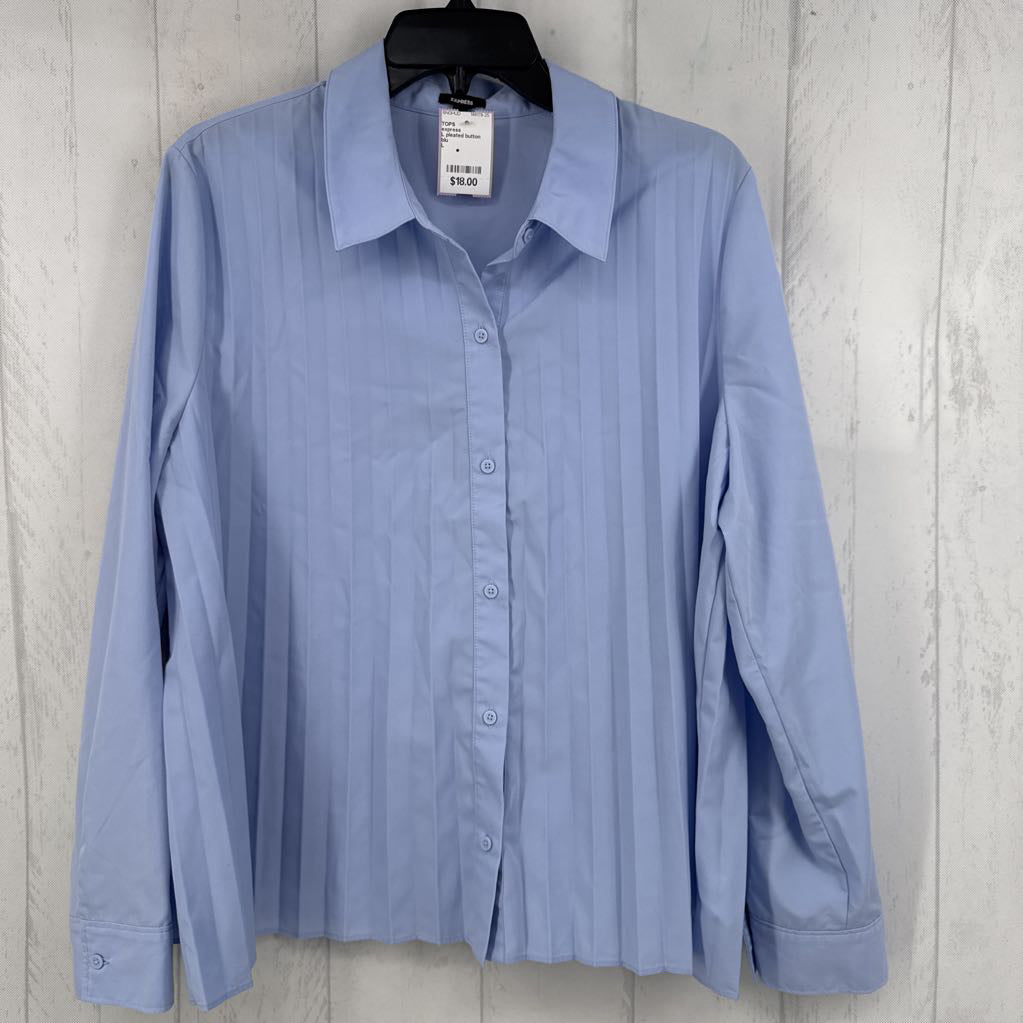 L pleated button down l/s top
