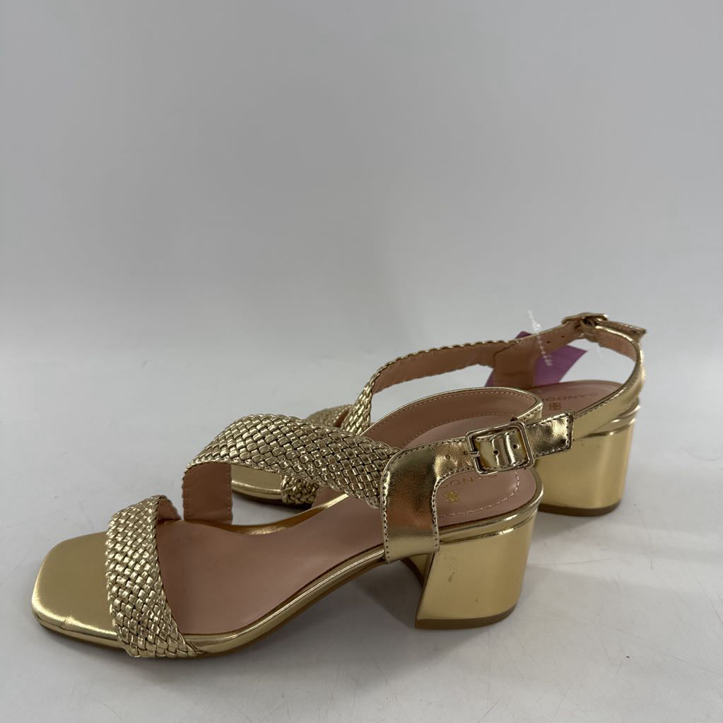 6 metallic gold low heel sandal