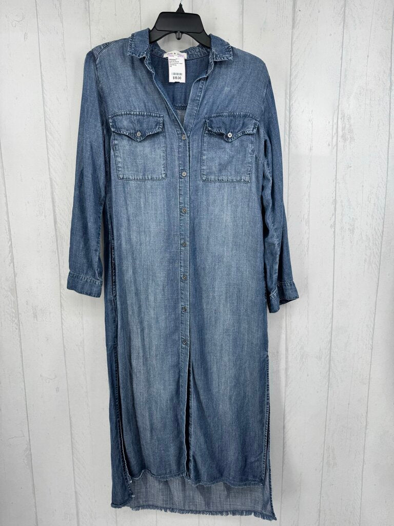 XS l/s button maxi shirt dress