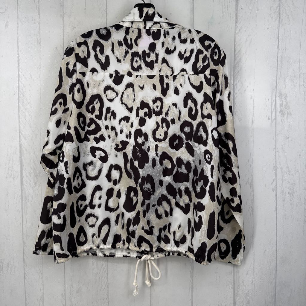 S animal print button down l/s top