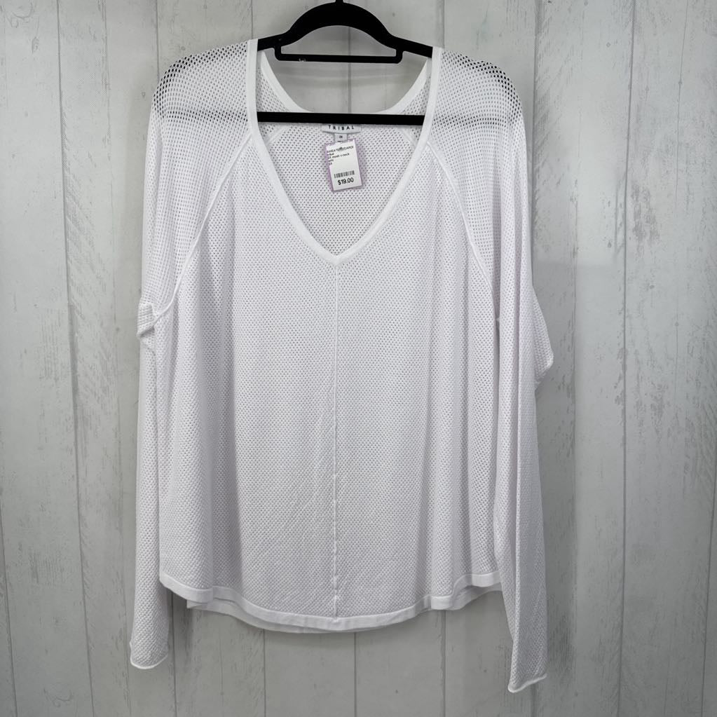 2X mesh v-neck sweater