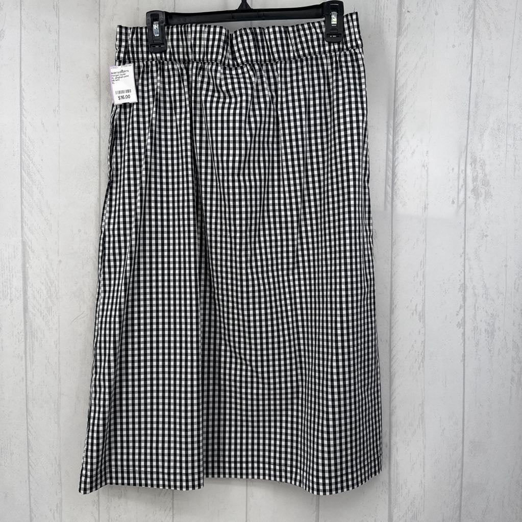 XL gingham print button front skirt
