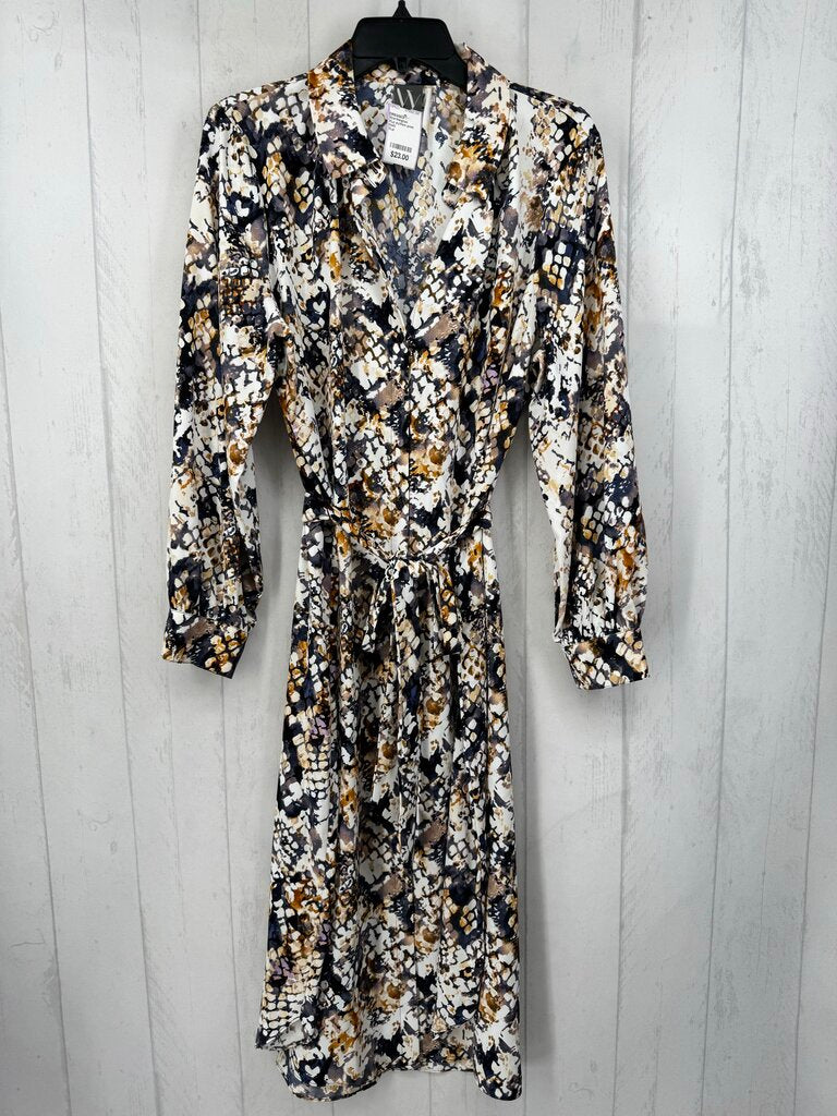 XLp python print belted l/s dress