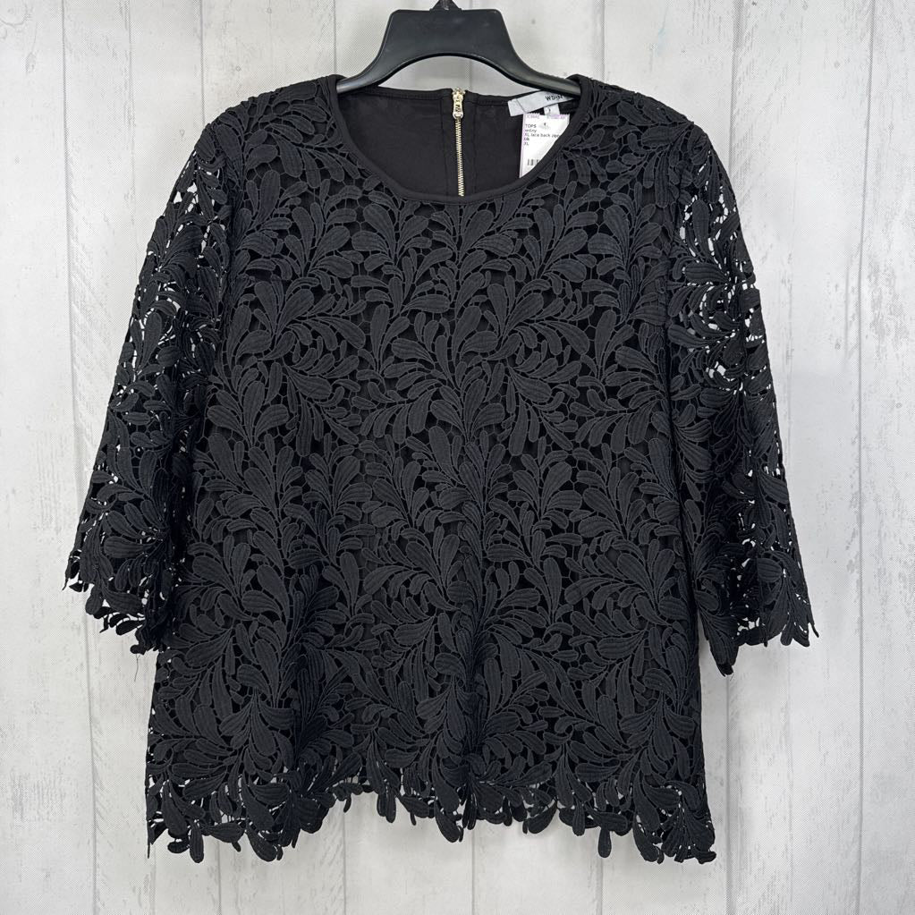 XL lace back zipper 3/4 slv top