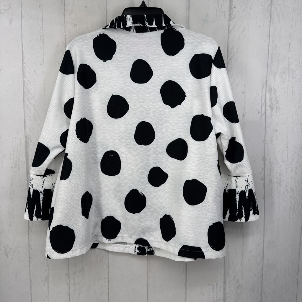 L printed wire collar 3/4 slv top