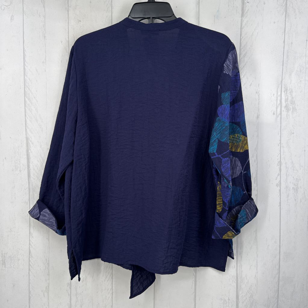 L leaf print flowy blazer