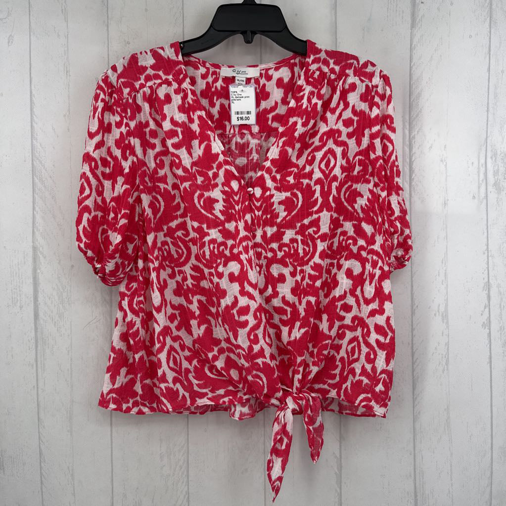 XL damask print s/s button shirt
