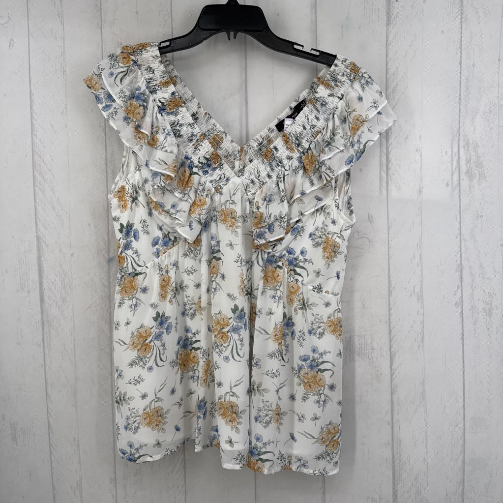L floral tiered ruffle top