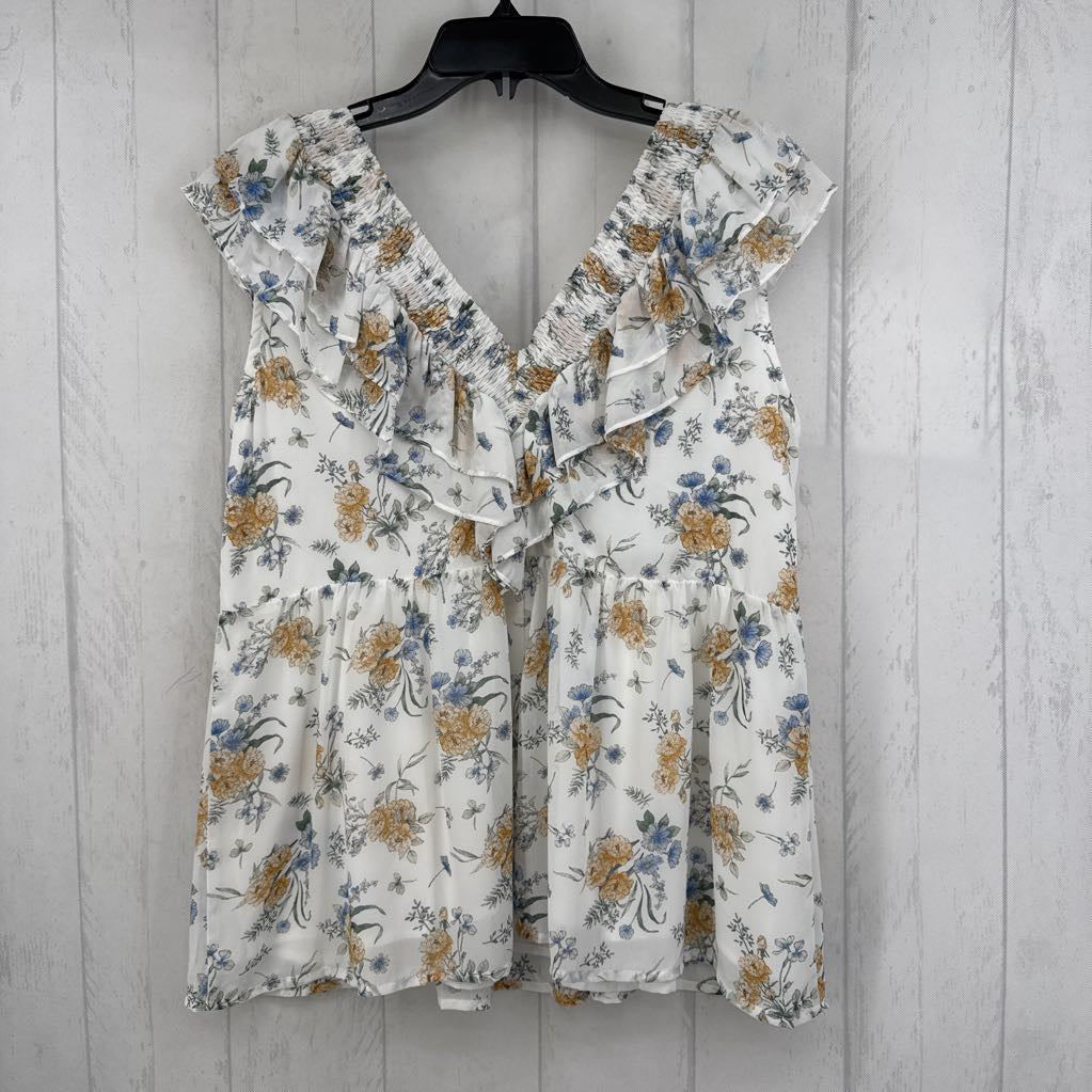 L floral tiered ruffle top